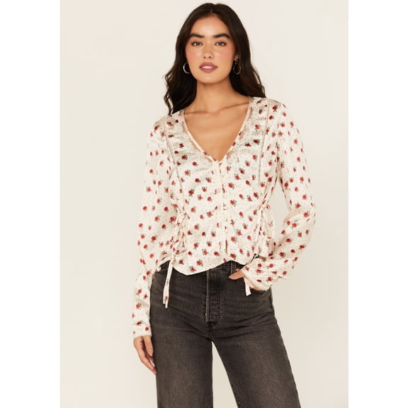 Free People Women's Field Of Roses Long Sleeve Top Ivory US