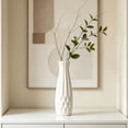 thumbnail image 4 of Modern 12-Inch Tall White Ceramic Vase for Pampas Grass, Floral Arrangements, and Home Decor, 4 of 9