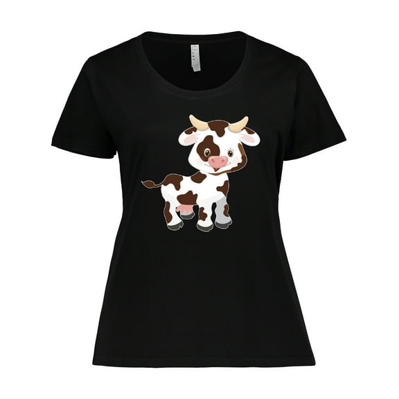 Inktastic Cute White Holstein Cow with Brown Spots Women's Plus Size T-Shirt