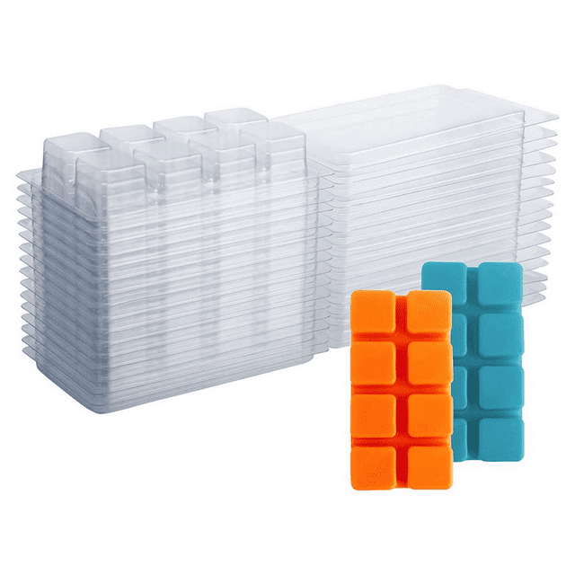 Wax Melt Containers-8 Cavity Clear Empty Plastic Wax Melt Molds-100 Packs Cubes Clamshells for Tarts Wax Melts