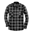 thumbnail image 2 of hoksml Men's Buffalo Plaid Zip Up Shacket Point Collar Dual Chest Pockets Stretch Flannel Jacket Comfort, 2 of 5