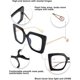 thumbnail image 4 of Gafas Ubiuo cuadradas extragrandes con filtro de luz azul, antifatiga visual, con incrustaciones de perla en las patillas, estilo ojo de gato, B2639, 4 of 5