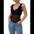 thumbnail image 2 of Tops de Encaje para Mujer, Camisola con Cuello en V, Sin Mangas, Estilo Y2K, para Salir, A . Negro M, 2 of 10