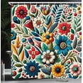 thumbnail image 3 of Ambesonne Colorful Shower Curtain, Leafy Spring Floral Garden, 69"Wx75"L, Pale Green Sea Blue Red, 3 of 4