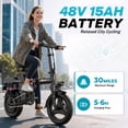 thumbnail image 6 of ASKGO F12 Foldable Electric Bike for Adults Teens Ages 16+, 750W Motor, 48V 15Ah Battery, 14" Wheel, Max 25MPH, 30 Miles Range, Lightweight Commuter, UL2849 Certified, 6 of 13