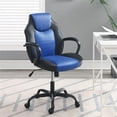 thumbnail image 2 of Pemberly Row Chaise de Bureau Moderne en Similicuir Noir et Bleu, 2 of 6