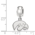 thumbnail image 3 of Solid 925 Sterling Silver University of Iowa Extra Small Dangle Bead Charm Very Small Pendant Charm (14mm x 22mm), 3 of 3