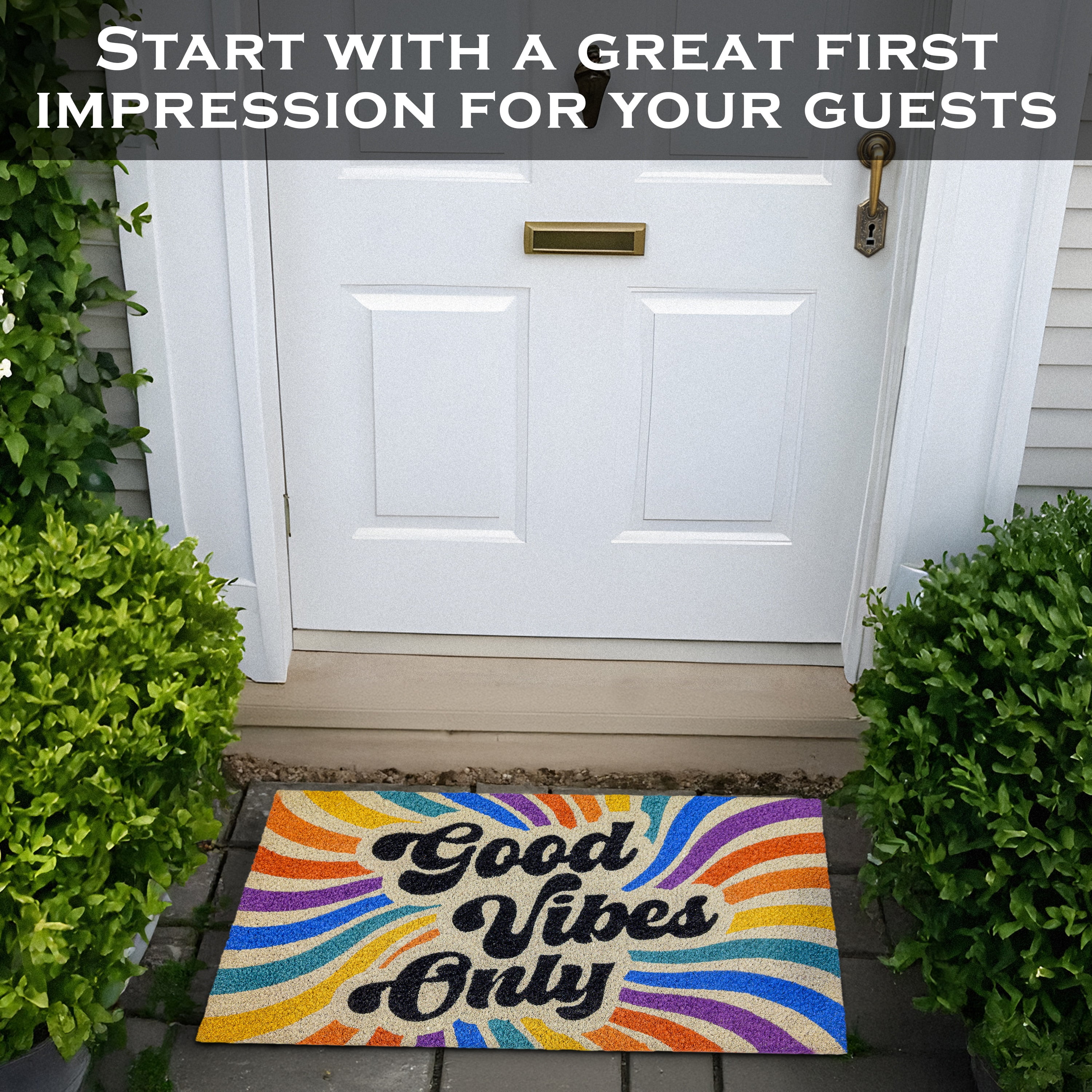MAINEVENT Good Vibes Only Doormat 30x17 Inch, Outdoor Welcome Mat for Outside