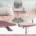 thumbnail image 5 of Kids Desk Chair, Ergonomic Kids Swivel Study Chair with Lumbar Support, Breathable Mesh & Universal Wheels, Height Adjustable Kids Computer Chair for Boys & Girls (Pink), 5 of 7