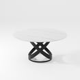 thumbnail image 5 of POVISON 51"Modern Round Glossy White Dining Table for 4, Sintered Stone Tabletop With Black X Carbon Steel Base, 5 of 10