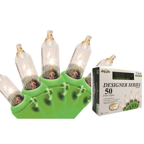 Brite Star 50ct Mini Decorative Christmas Lights Clear - 19' Green Wire