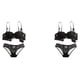 thumbnail image 1 of Qarigey Conjunto de sujetadores Bralette de encaje de moda Cierre trasero Correa ajustable Push Up Ropa interior Amigable con la piel Deep-V Negro 70A 2Conjunto, 1 of 6