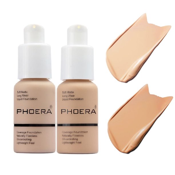 Base de maquillaje PHOERA 102# Nude y 104# Buff Beige 60 ml x 2