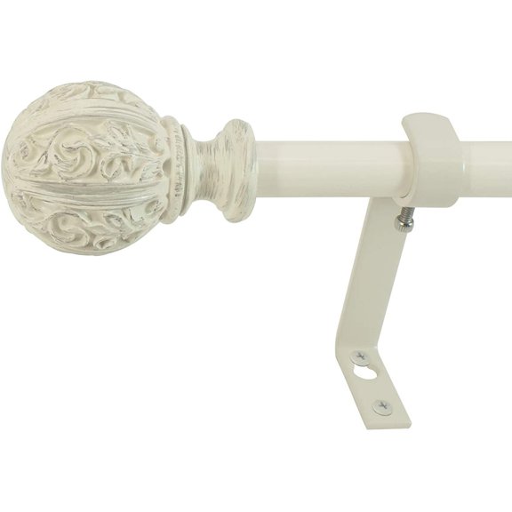 Montevilla Leaf Ball Curtain Rod, 48-86", Di ed Ivory