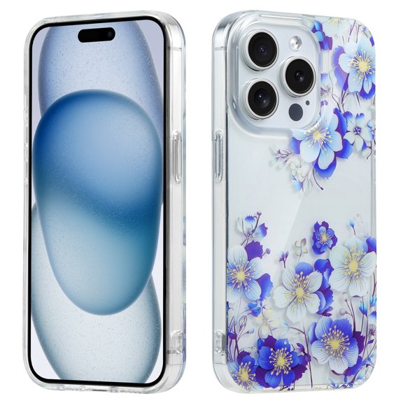 Allytechgroup iPhone 16 Pro Case Clear, Fashion Flowers Design Slim Shell Back Cover Shockproof Anti-Scratch Bumper Luxury Phone Case for Apple iPhone 16 Pro