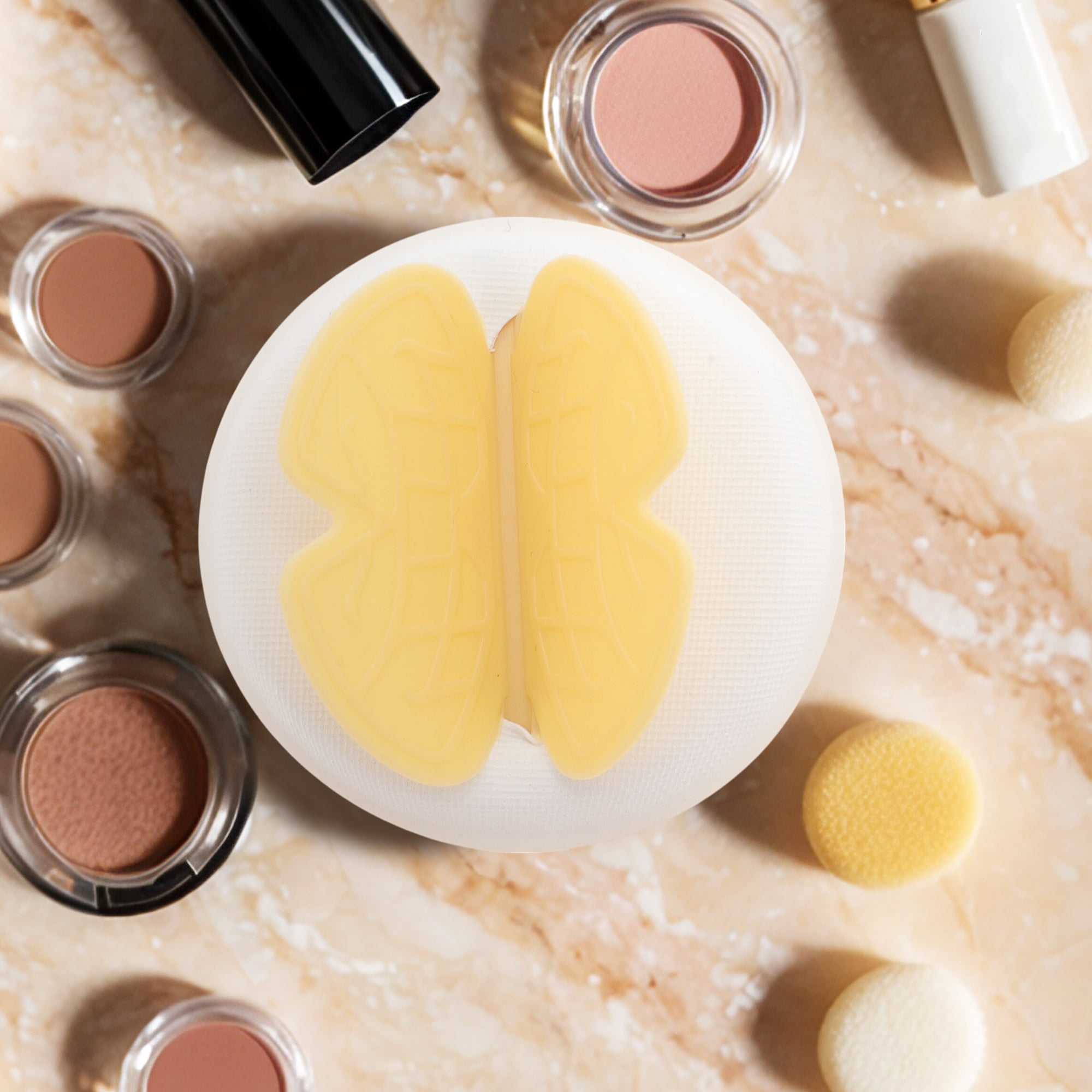 Unique Bargains 1 Pc Butterfly Face Makeup Sponge for Bedrooms Yellow