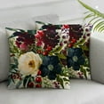 Navy Floral Pillow Covers Set of 2 Burgundy White Navy Blue with Golden