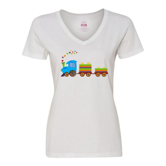 Inktastic Colorful Toy Train Women's V-Neck T-Shirt