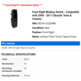 thumbnail image 2 of Front Right Window Switch - Compatible with 2008 - 2011 Chrysler Town & Country 2009 2010, 2 of 2