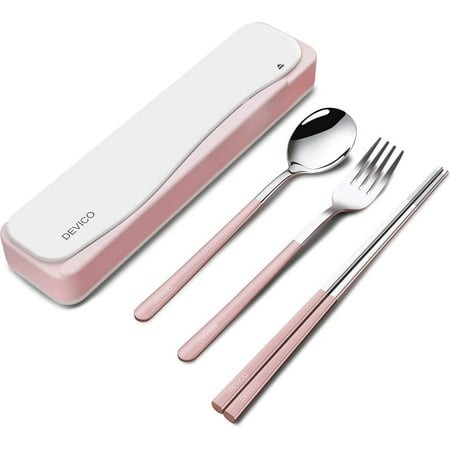 

Travel Utensils 18/8 Stainless Steel 4pcs Cutlery Set Portable Camp Reusable Flatware Silverware Include Fork Spoon Ch