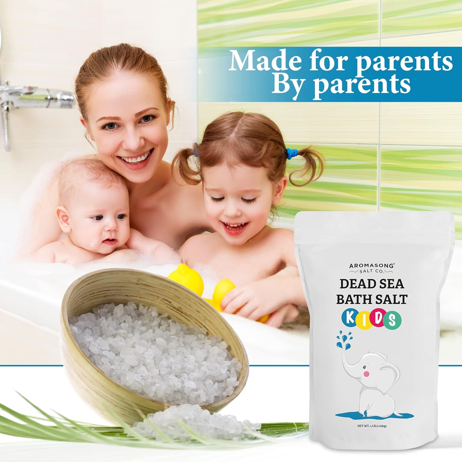 Aromasong Dead Sea Salt Kids Bath Soak 19 lb | Fine Salt with Dead Sea Minerals for Gentle Toddler & Baby Bath