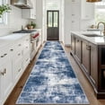 thumbnail image 2 of Abstract Runner Rug 3x18 Ft Washable Runners for Hallways, Non Slip Kitchen Runner Printed Faux Wool Entryway Runner Indoor, Modern Abstract Floor Carpet for Hall Stair, Navy/Grey, 2 of 9