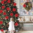 thumbnail image 5 of 3 piezas de flores navideñas de 14 cm con purpurina artificial, flores de color rojo dorado, bayas, adornos para árbol de Navidad para el hogar, Año Nuevo, 5 of 5