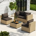 thumbnail image 7 of Poteban Patio Furniture Sets, Modular Rattan Outdoor Patio Sectional Furniture Sofa Set, Yellow Wicker Patio Conversation Set for Backyard,5PCS, 7 of 7
