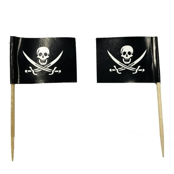 100 PCS Pirate Flag Cocktail Pick Cheese Snack Party Toothpicks Halloween