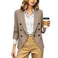thumbnail image 2 of Stamzod Womens Blazers for Work Casual 3/4 Sleeve Double Breasted Suit Jacket Business Office Open Front Blazer with Pockets Khaki XL, 2 of 9