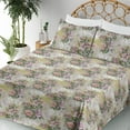 thumbnail image 3 of Ambesonne Flower Fitted & Flat Sheet with Shams 4 Pcs Set, Vintage Retro Spring Lilies, Queen, Khaki Pink and Olive Green, 3 of 5