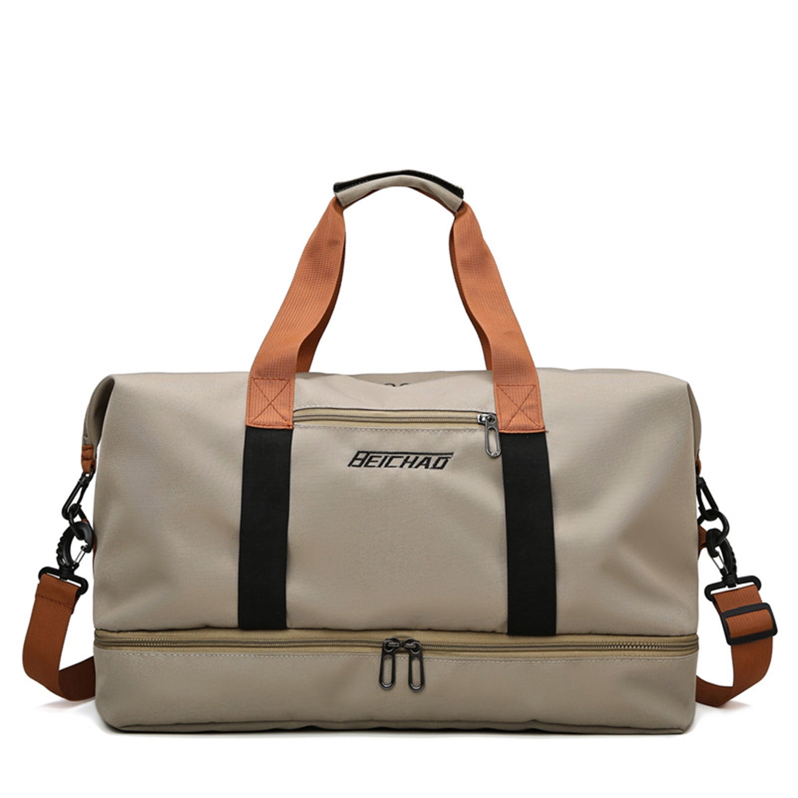 Fall Saving! Tuobarr Gym Tote Bag, Gym Bag for Women and Men, Small Duffel Bag for Sports, Gym, Waterproofing Dufflebag with Shoe and Wet Clothes Compartments, Lightweight Carryon Gymbag Khaki