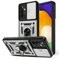 Samsung Galaxy A32 Case, Galaxy A32 4G Case, Dteck [Military-Grade] [360 Ring Kickstand & Slide Camera Protector] Hybird Impact-Resistant Bumpers Cover Phone Case for Samsung Galaxy A32 4G, Silver