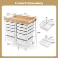 thumbnail image 3 of Costway 10-Drawer Rolling Cart, Art & Craft Storage Cart with Wooden Tabletop&Lockable Wheels Natural + White, 3 of 10