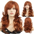 thumbnail image 5 of Lydell Middle length Curly Ginger Orange Wigs with Bangs for Women, 5 of 6