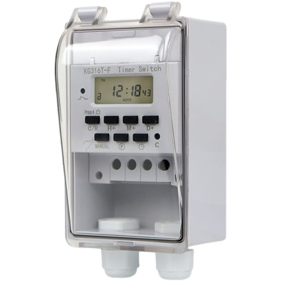 Waterproof Programmable Timer Component with 20 On Off Cycles Heavy Duty Digital Program Controllers for Outdoor Indoor