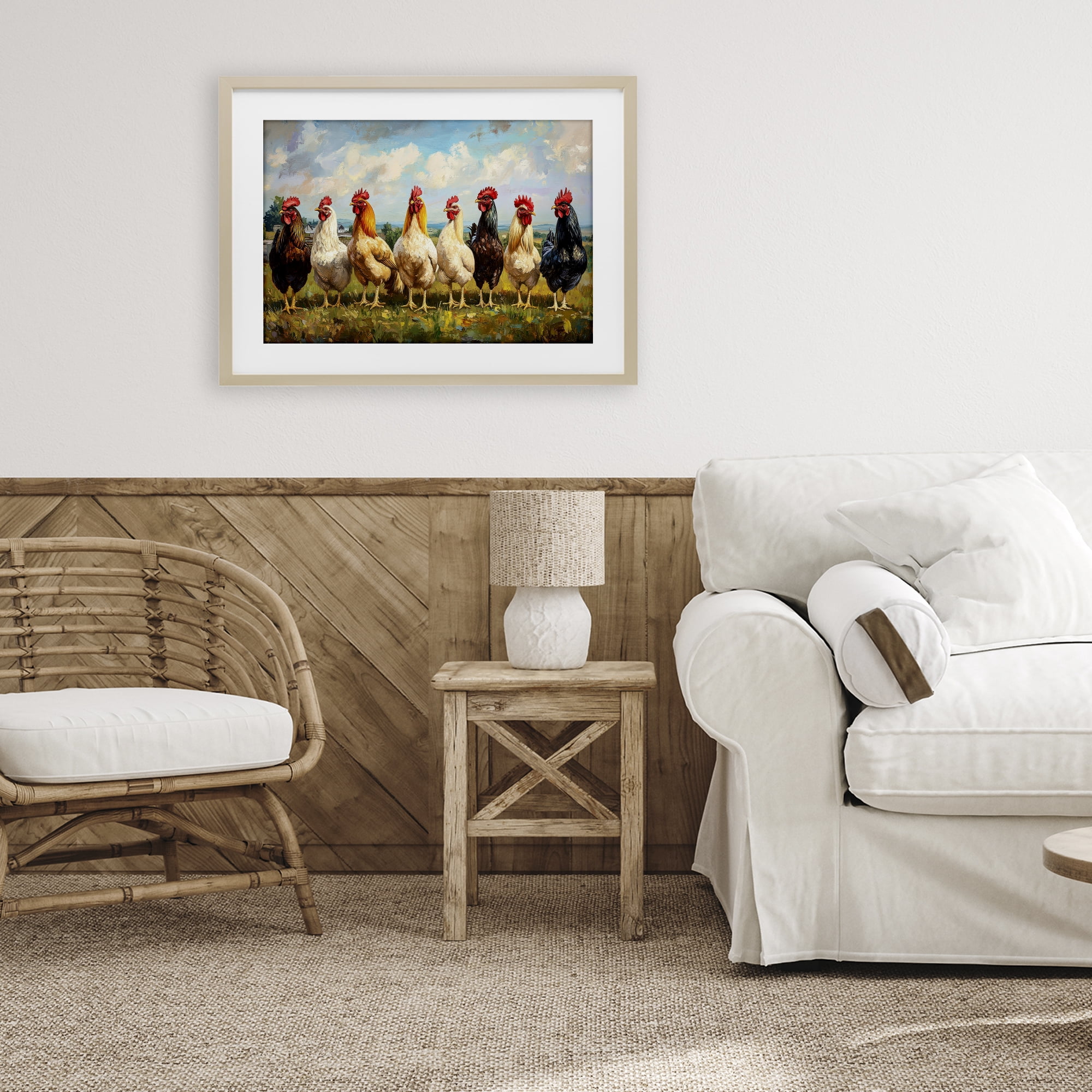 Stupell Industries Chicken Brood on Horizon Birch Framed Print Under Glass, design by Petal Prints Design