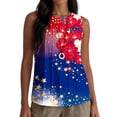 thumbnail image 2 of Fewfanhot Womens Summer Tops 4th of July Tank Top Patriotic American Flag Sleeveless Pleated Front Loose Top, 2 of 6