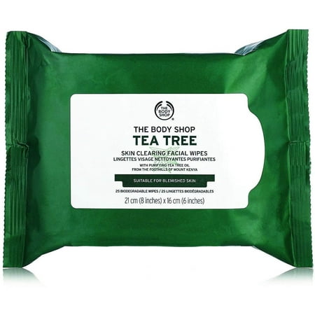 The Body Shop Tea Tree Made with Tea Tree Oil, 100% Vegan Cleansing Wipes 25 wipes 1 ea (Pack of 6)