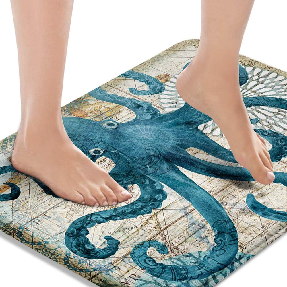 Bath Rugs Sponge Foam Soft for Bathroom and Kitchen ,Flannel Mat Non