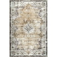 thumbnail image 5 of nuLOOM Paisley SpinClean Machine Washable Faded Floral Border Medallion Area Rug, 4' x 6', Paisley Light Orange, 5 of 10