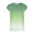 thumbnail image 5 of BRGZLK Girls Short Sleeve T-Shirts Spring Summer Fashion Gradient Printed Tee Children's Round Neck School Blouse Tops Green 11-12 Years, 5 of 6