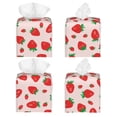 thumbnail image 2 of Gukieu Strawberries Print Leather Tissue Box, PVC Waterproof Velcro Opening and Closing Square Tissue Box Holder, Suitable for Home and Office Decoration, 2 of 7