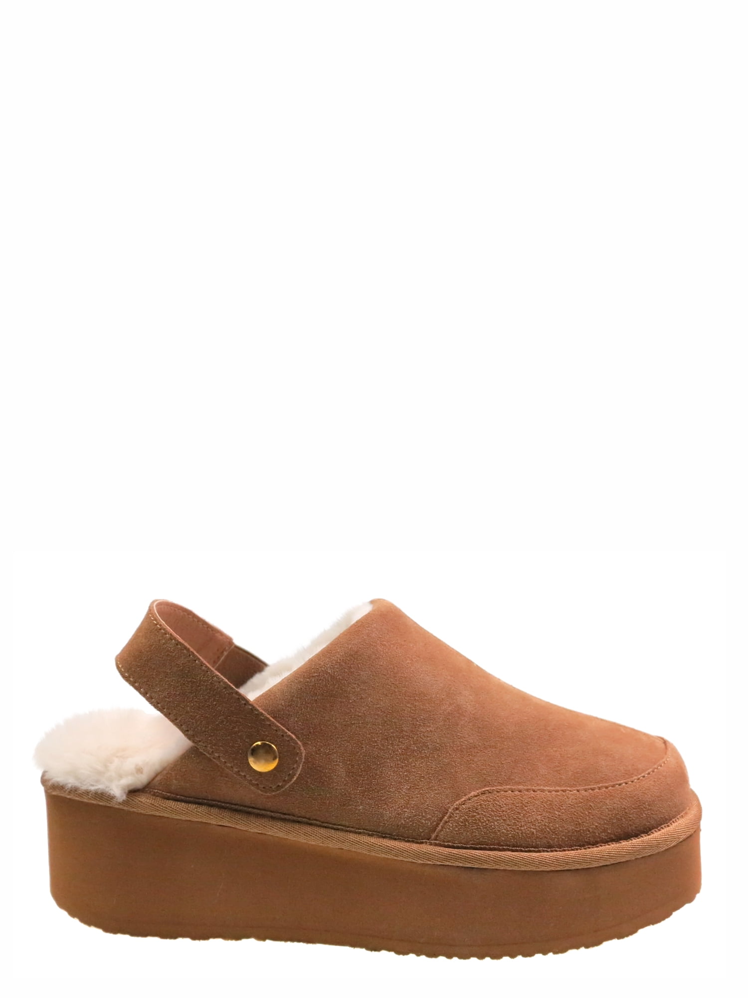 Joyspun Women's Faux Fur Convertible Clog Slippers