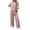 #0565-Pink, variant on Pounoo Women's Two Piece Sets Casual Round Neck Short Sleeve Top and Wide Leg Pants Relaxed Vibe Lightweight Breathable Co‑ords Gift