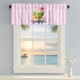 thumbnail image 5 of Summer Coconut Window Valance for Kitchen, Shell Hibiscus Frangipani Pink Stripes Rod Pocket Short Curtain for Small Windows, Light Filtering Decorative Valance, 60 x 14 Inch, 5 of 9
