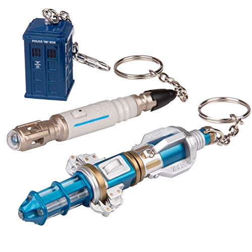 2 COLOURS DOCTOR WHO SONIC SCREWDRIVER 12 KEYCHAIN TORCH LIGHT KIDS BOYS 