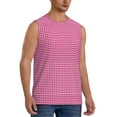 thumbnail image 2 of Easygdp Pink Gingham Men's Breathable Tank Tops Sleeveless Sporty T Shirts for Basketball, Mountaineering, Bodybuilding -XX-Large, 2 of 8