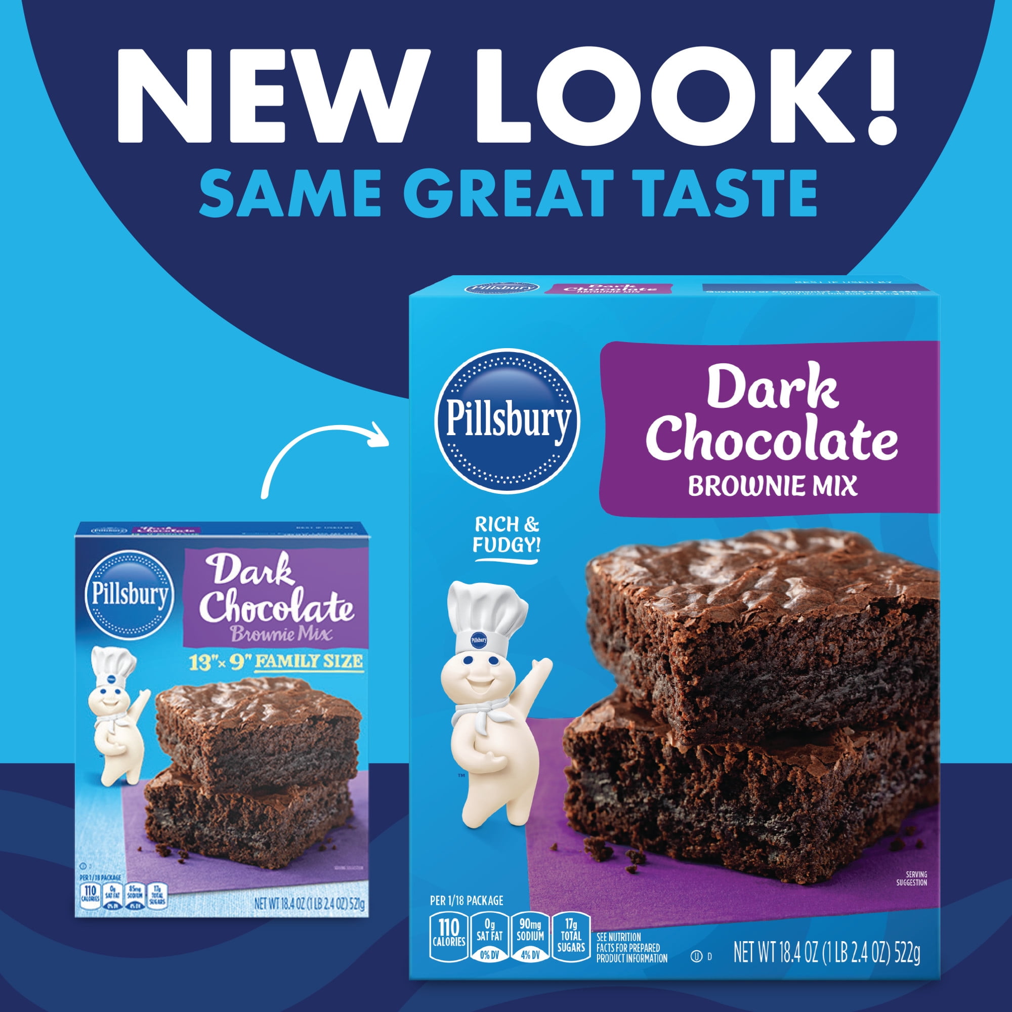 (2 pack) Pillsbury Dark Chocolate Brownie Mix, 18.4 oz Box