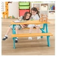 thumbnail image 2 of Kids Picnic Table, Fir Wood Toddler Table and Benches, Kids Outdoor Furniture, Blue, 31" x 35" x 20", 2 of 8